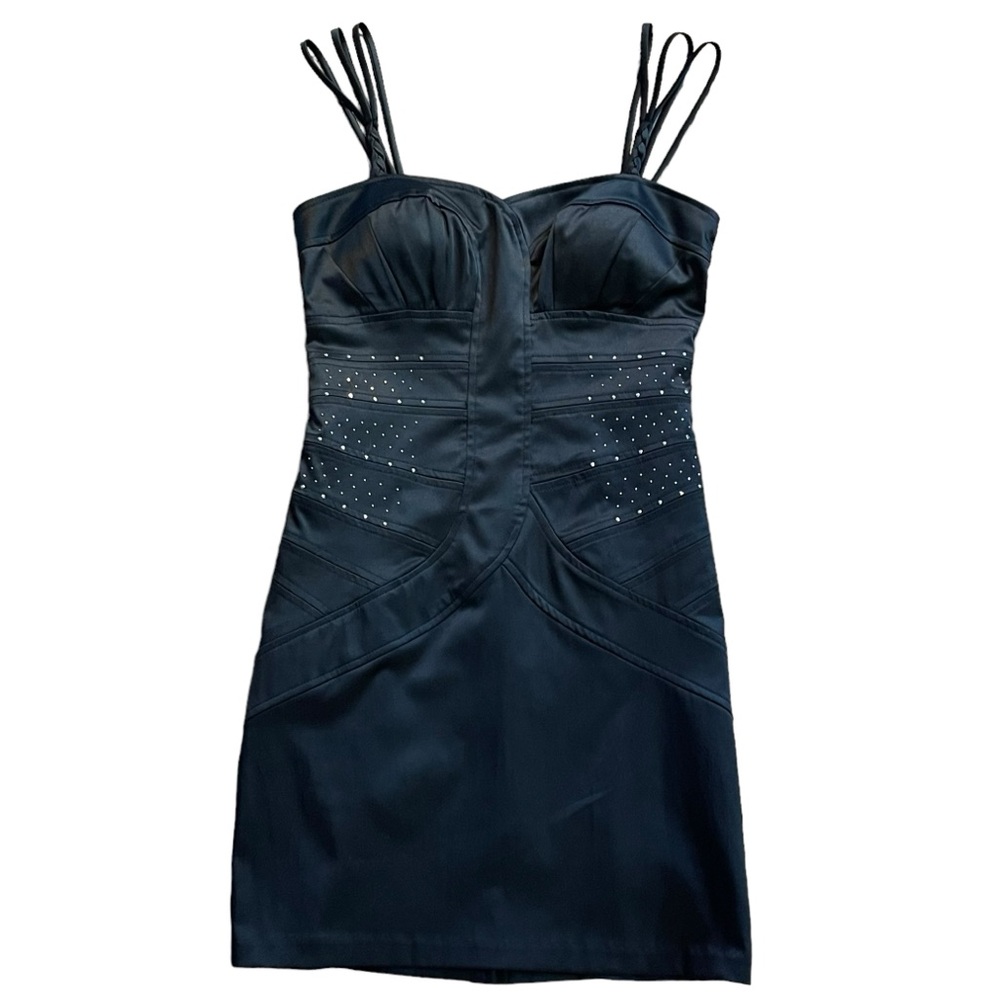 XOXO Mini Dress Womens 4 Jr 5-6 Black Studded 90s Y2K Party Whimsygoth Edgy NWT - Picture 2 of 16